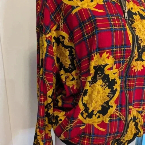 1990 Stuart Alan Plaid Bomber Style Jacket, Vintage, Size 8 - Picture 4 of 6